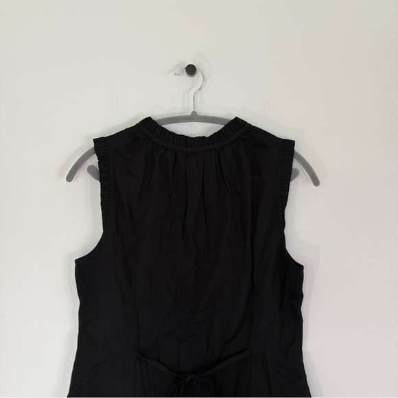 NWT J Crew Ruffle tie-neck Sleeveless Black mini dress A-line button front size - Picture 6 of 13